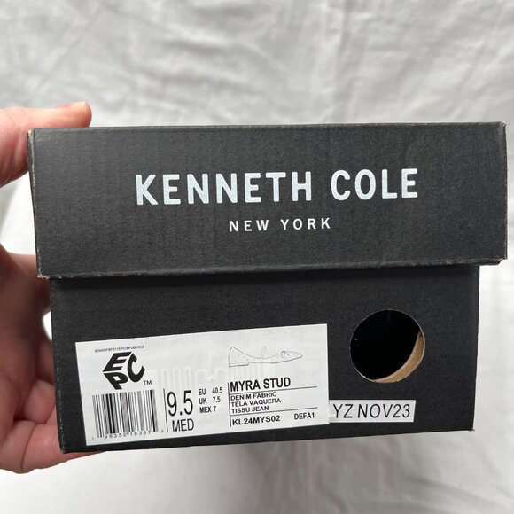 Kenneth Cole Myra Stud Denim Blue Mary Jane Flats Slip On Shoe 9.5 - Picture 6 of 7